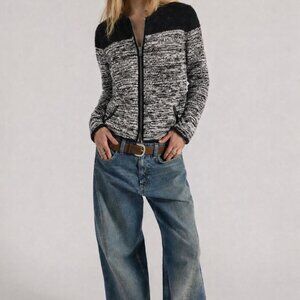 Armani Exchange Wool Blend Cardigan - Black/Grey Size M